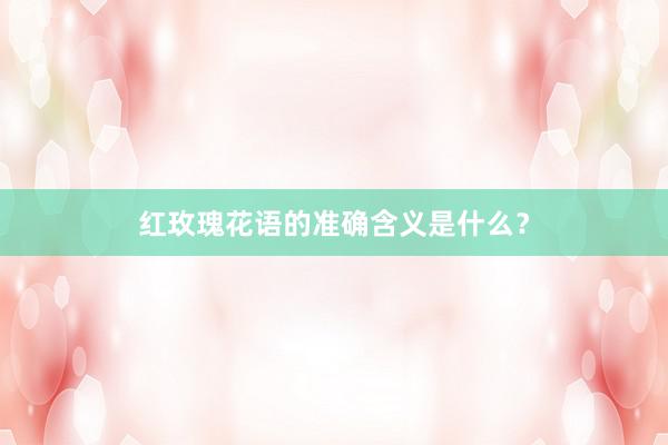 红玫瑰花语的准确含义是什么?